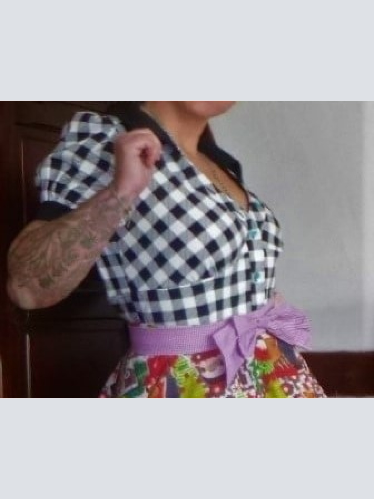 Rockabilly Fiefties Bluse Shirt schwarz/weiß kariert