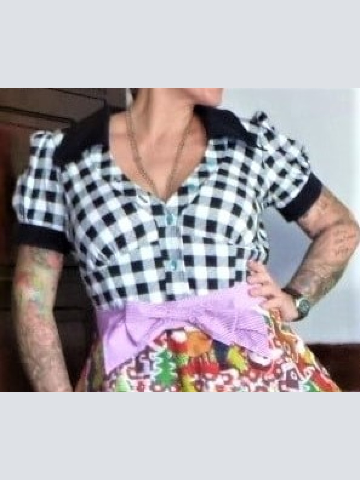 Rockabilly Fiefties Bluse Shirt schwarz/weiß kariert