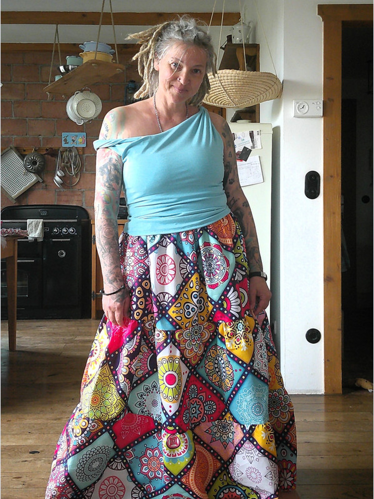 Bambu Shirt T-Shirt mit verdrehten Ärmel Hippie Ethno Elfen Landhausstil AlternativMode