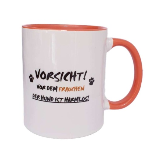 Tasse "Vorsicht! Vor dem Frauchen - der Hund ist harmlos!