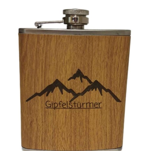 Flachmann in Holzdesign "Gipfelstürmer" Füllvermögen 170 ml