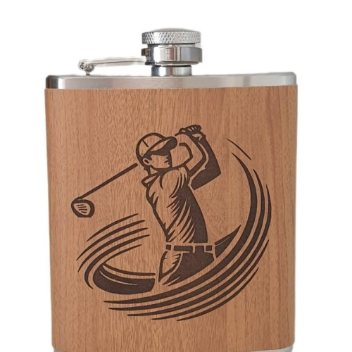 Flachmann in Holzdesign Füllvermögen 170 ml - Golf - Golfspieler