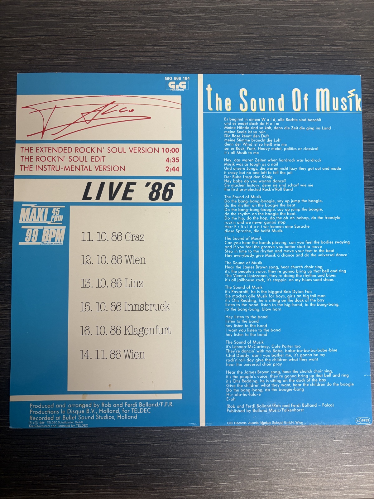 Falco – The Sound Of Musik / 12 MAXI / SIGNIERT