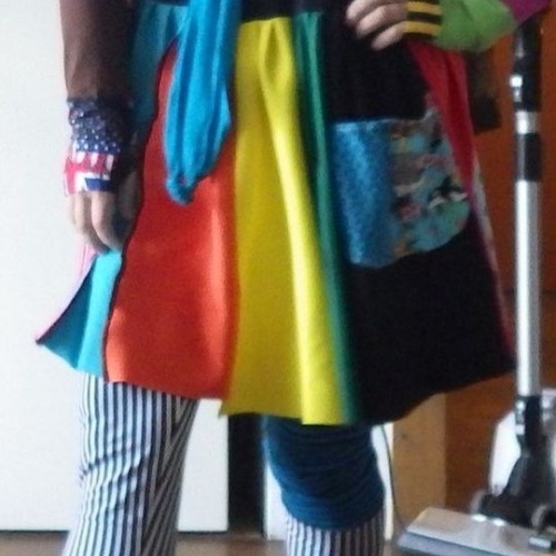 Bio Leggings gestreift türkis/weiß/schwarz Hüftleggings Einheitsgröße