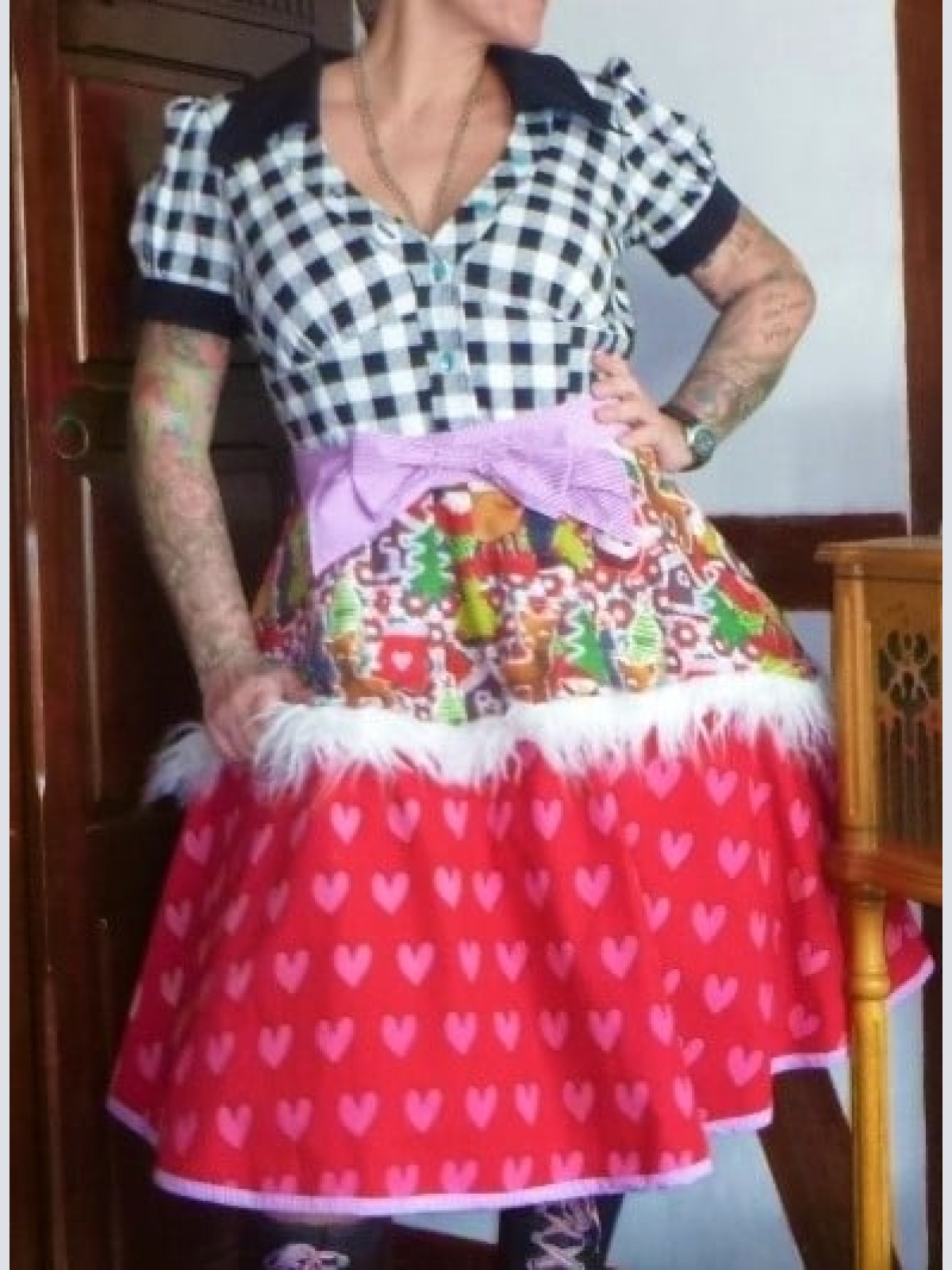 Rockabilly Fiefties Bluse Shirt schwarz/weiß kariert