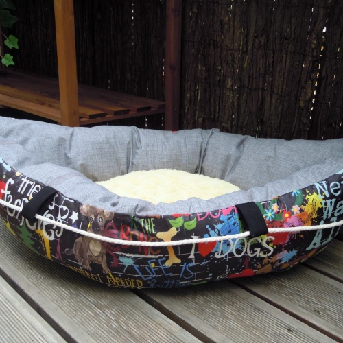 Hunde.-Katzenbett Boot Wuffz of Graffitischön