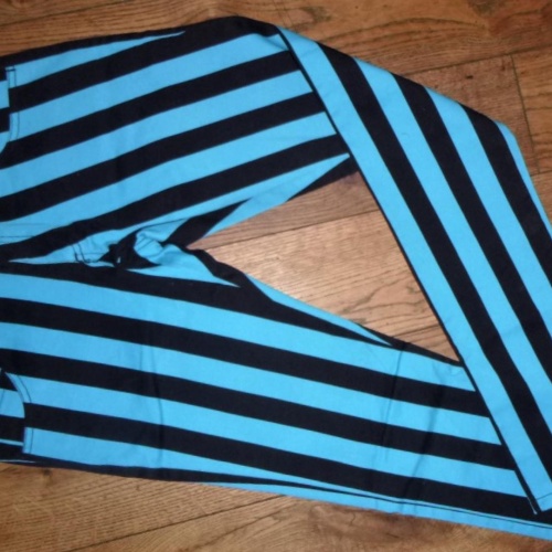 Jeans Punk/ Rock gestreifte aqua/ schwarz