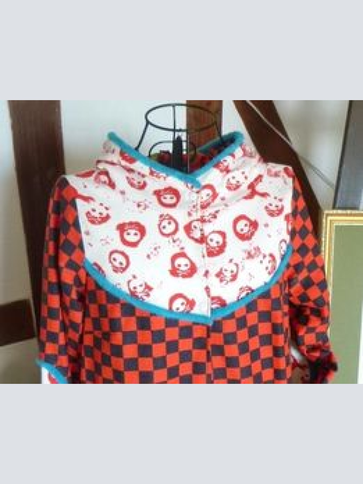 Oversize Jeacke Punk Sculls rot/schwarz kariert