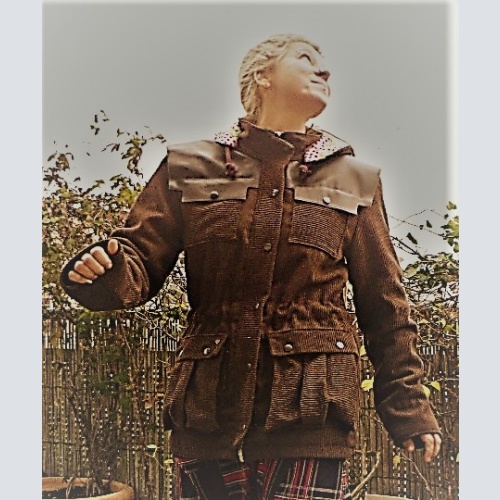 Cord Jacke Winterjacke Parka mit Lederbesatz