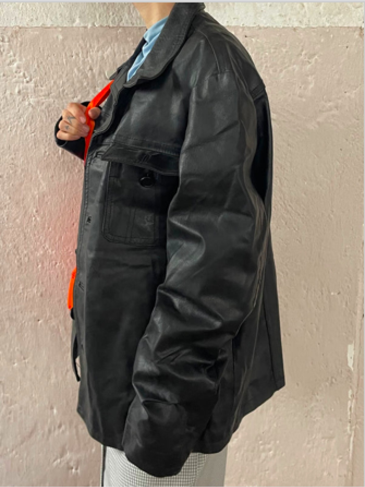 Vintage Lederjacke L Damen Frühling Echt Leder schwarz kombinierbar made in Italy