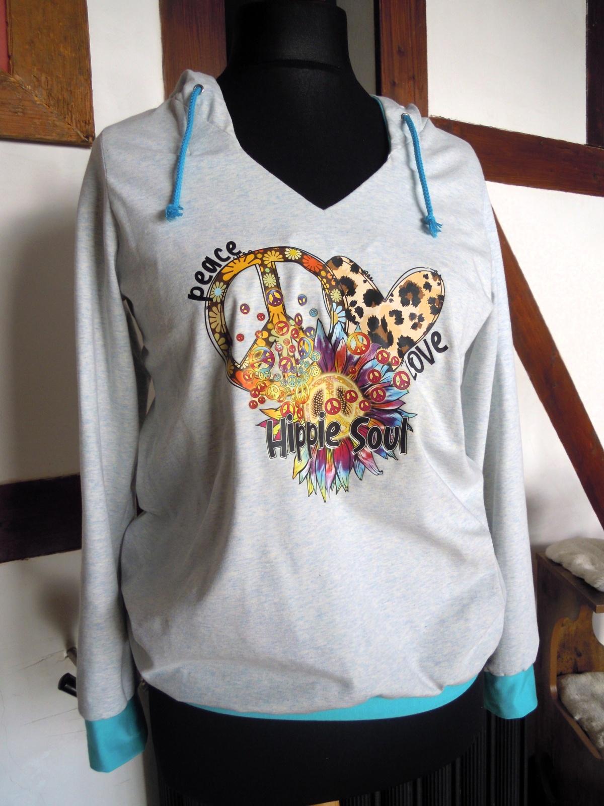 Bio Hoodie Langarm Shirt Peace&Love