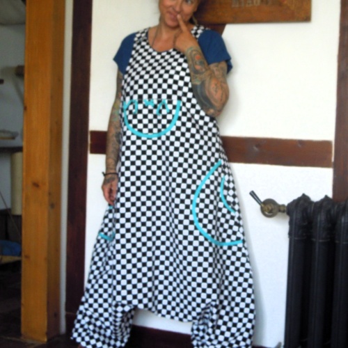 Jumpsuite Jumper Overall "Karo schwarz/weiß" im Haremslook Einheitsgröße Unisex