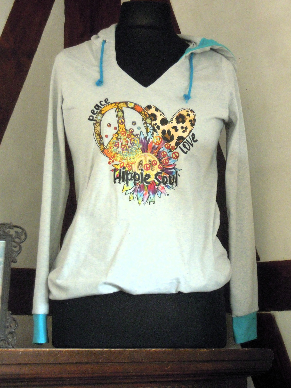 Bio Hoodie Langarm Shirt Peace&Love