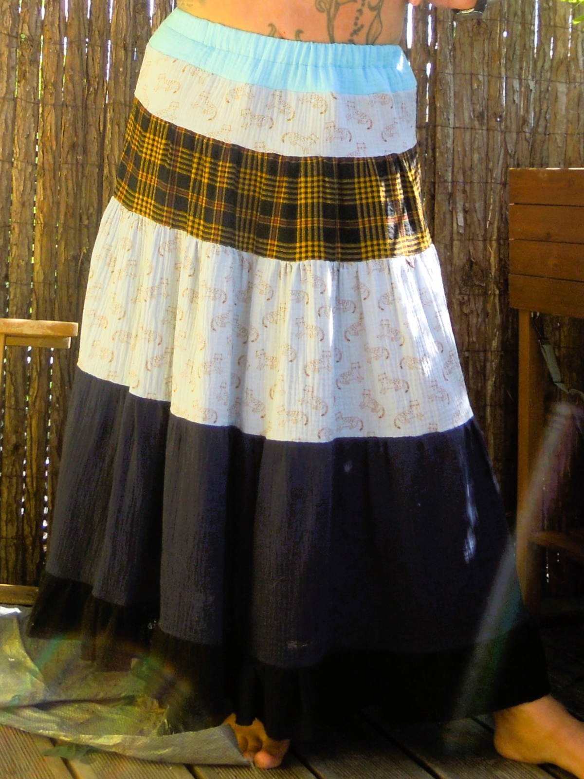 Maxirock Stufenrock Patchwork Einheitsgröße