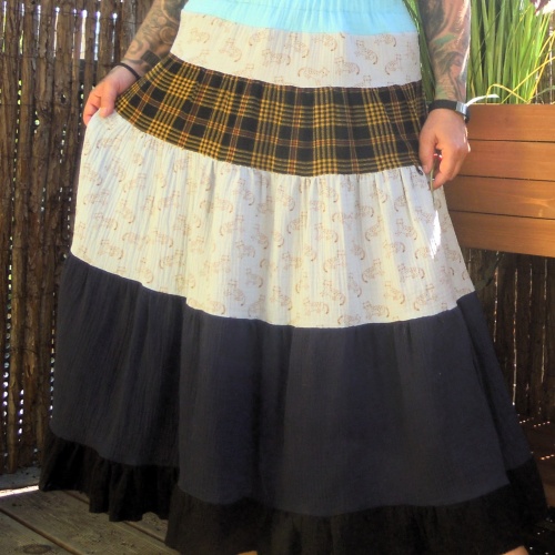 Maxirock Stufenrock Patchwork Einheitsgröße