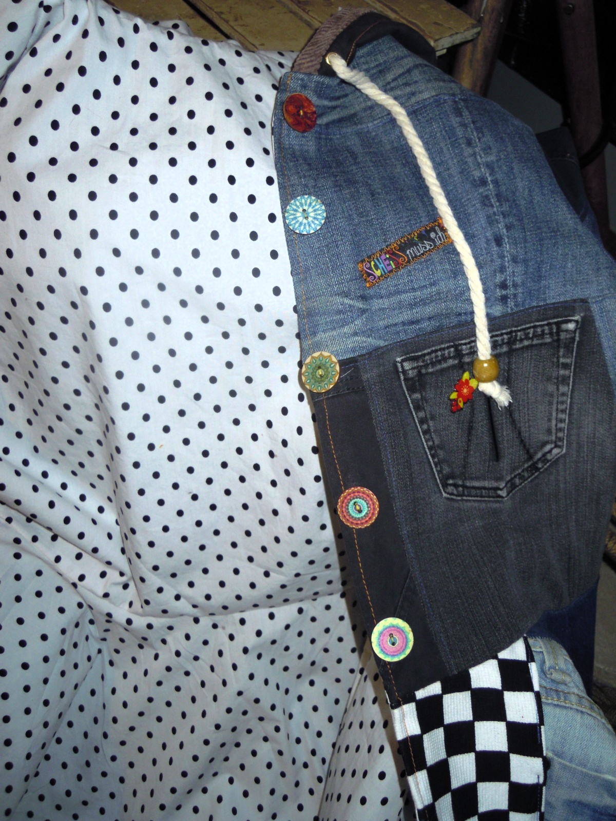 Jeansmantel Elfenmantel gefüttert mit Zipfelkapuze Alternativmode