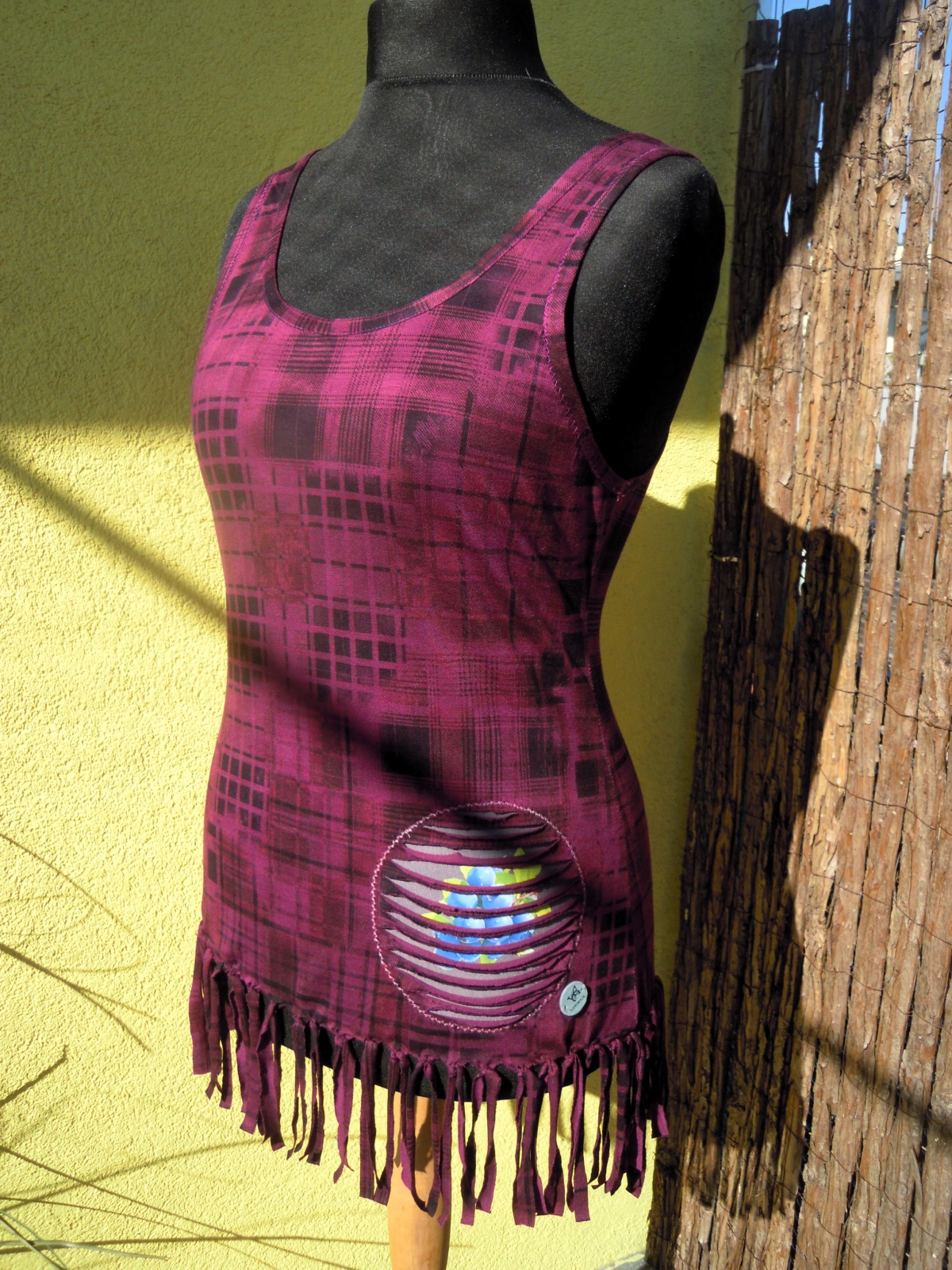 Ethno Hippie Shirt mit Fransen und Blind Applikation