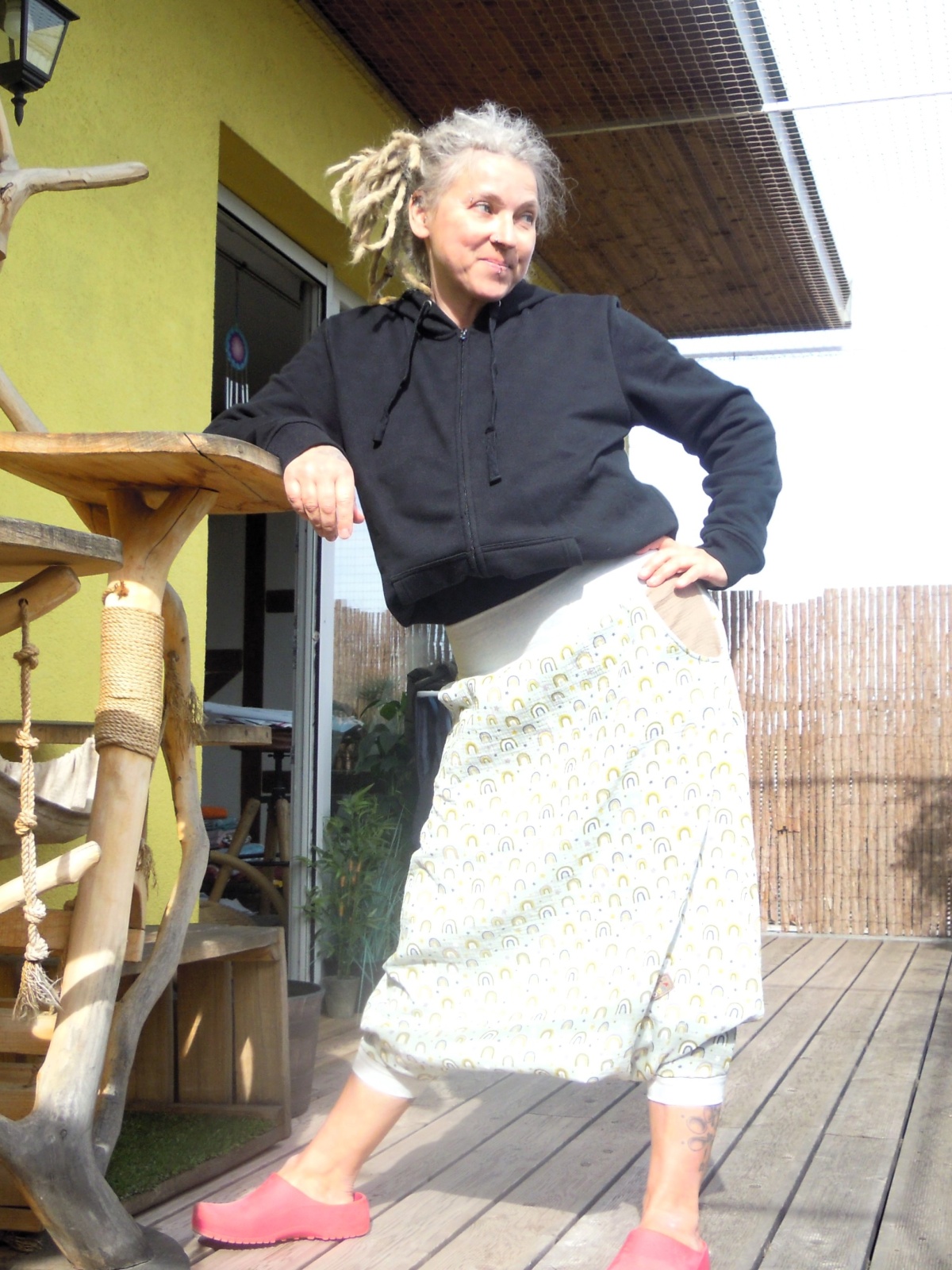 Sarouelhose Pluderhose Pumphose Haremshose Regenbogen Einheitsgröße