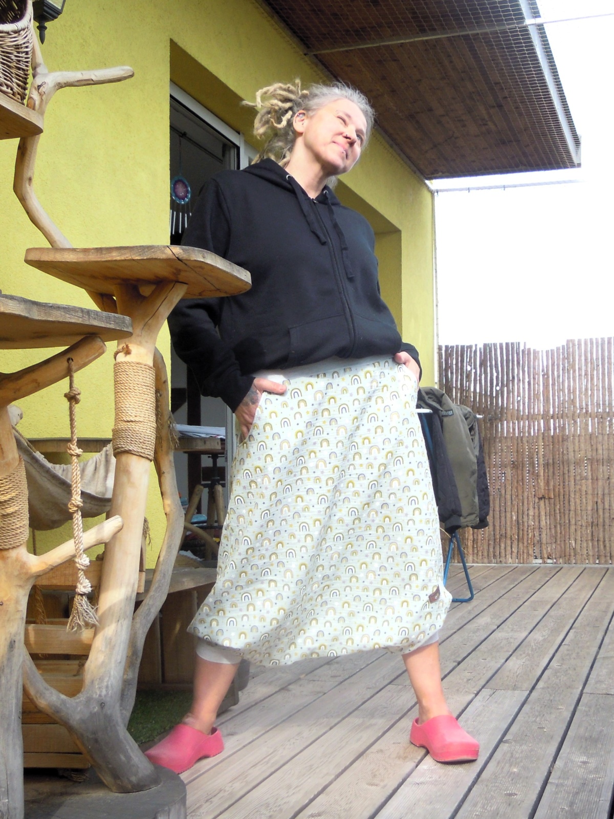 Sarouelhose Pluderhose Pumphose Haremshose Regenbogen Einheitsgröße