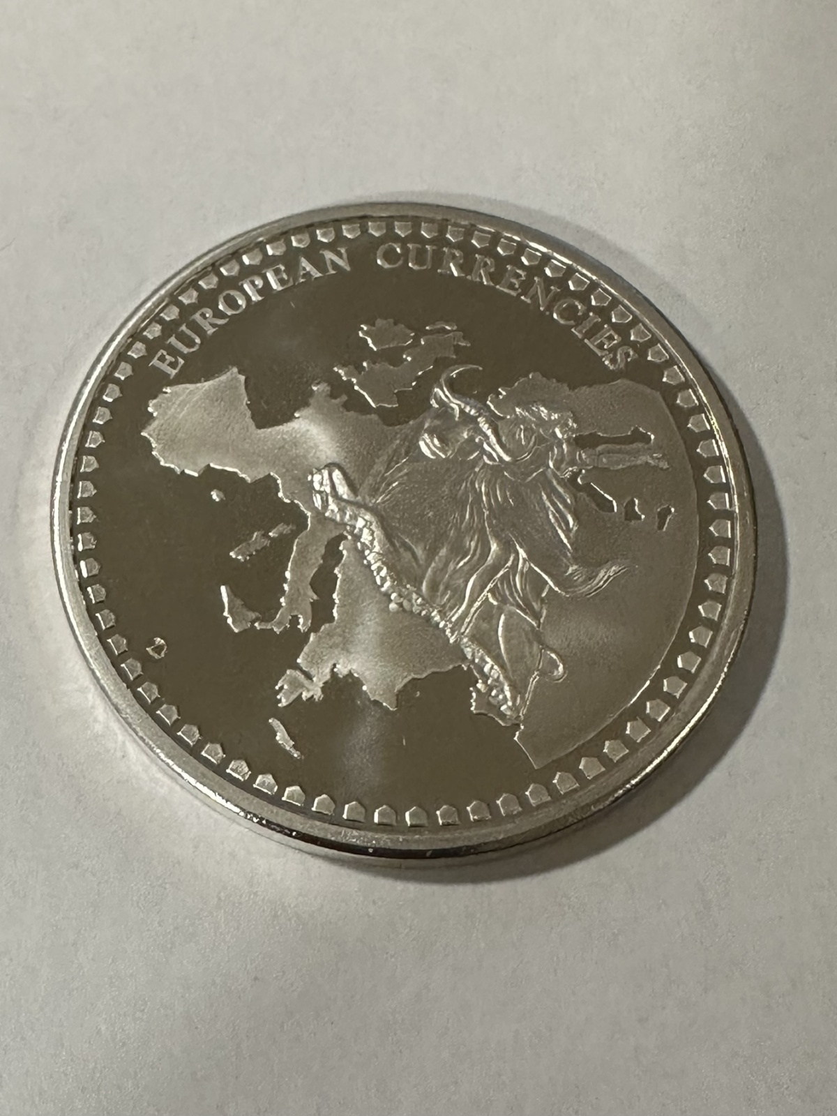 Medaille "European Currencies" mit vergoldeter 1DM Münze von 1990