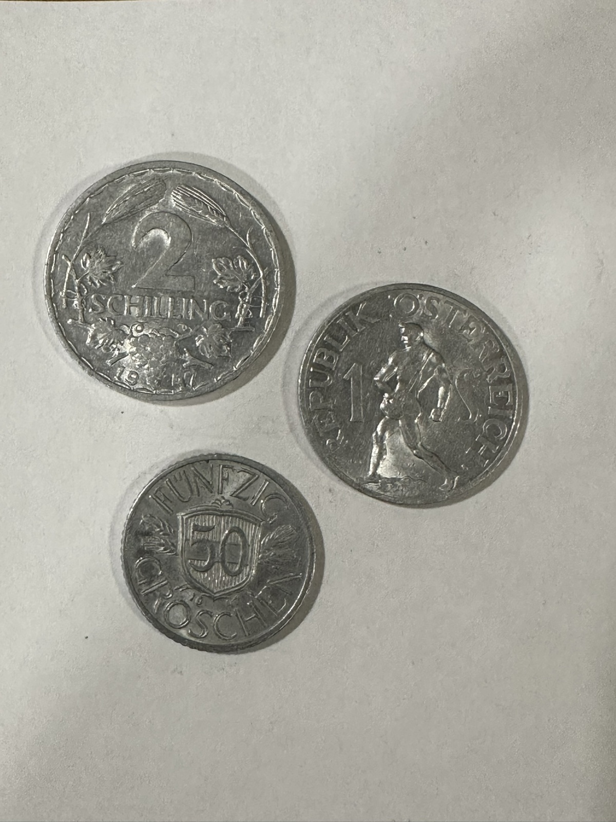 3 Münzen Österreich 1947