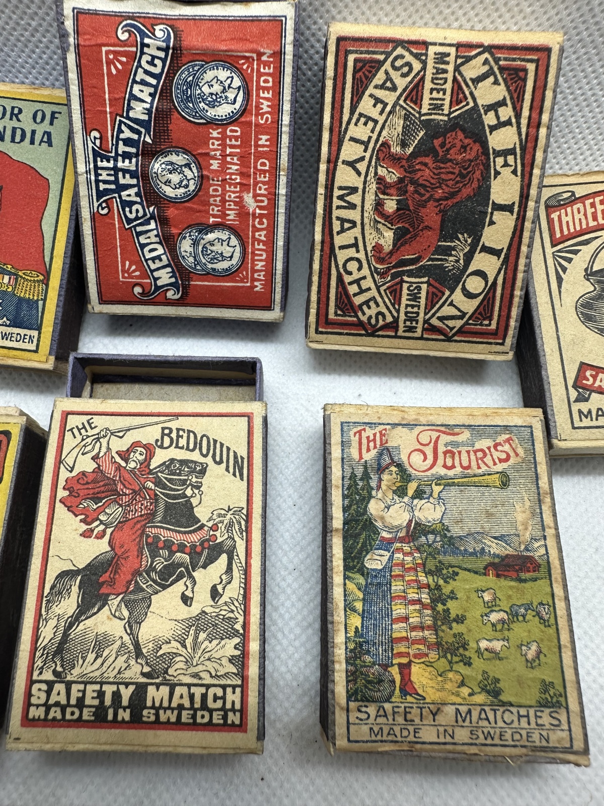 10 Stk. antike Streichholzschachteln Made in Sweden