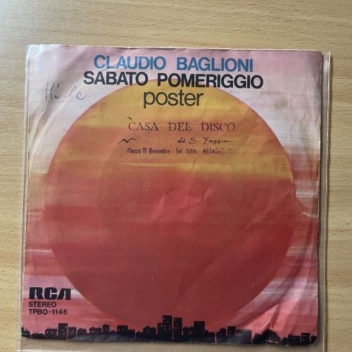 SINGLE / Claudio Baglioni – Sabato Pomeriggio = Sabado Por La Tarde