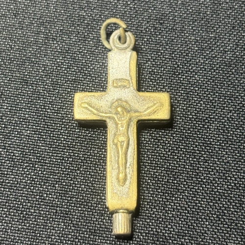 Antik Messing Catholic Kreuz reliquary