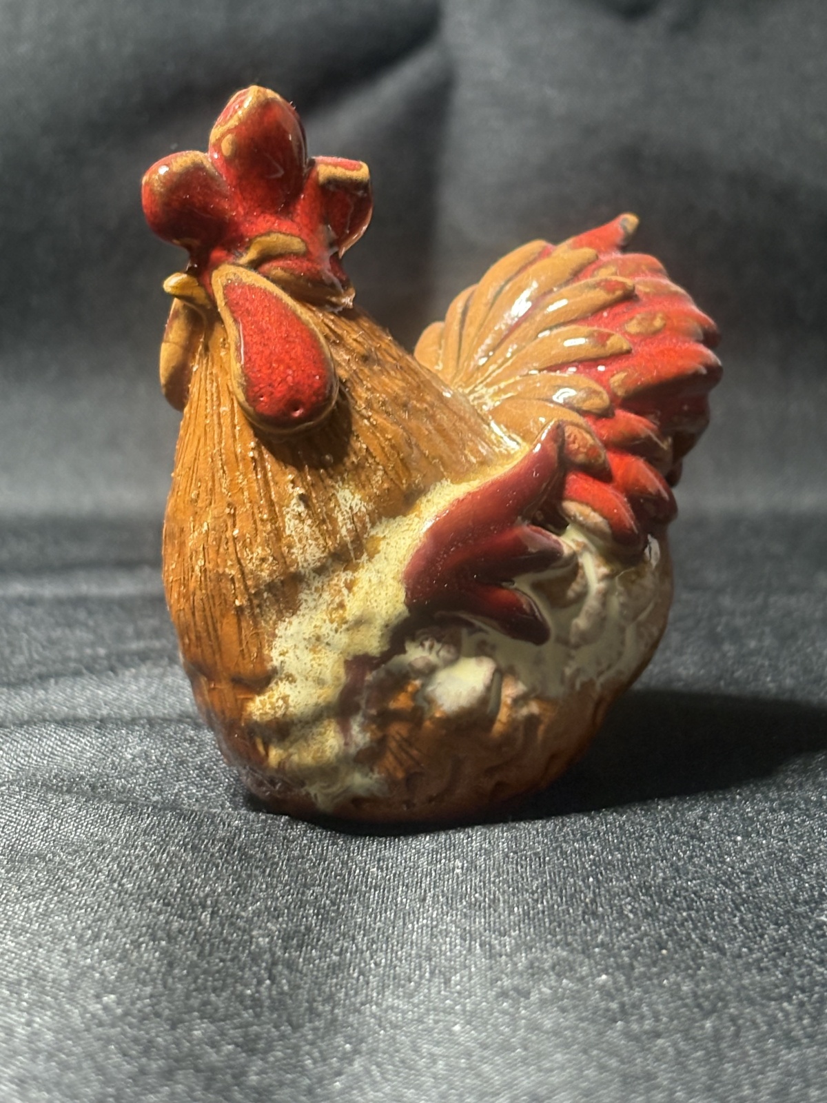 Vintage Keramik Hahn Figur handbemalt