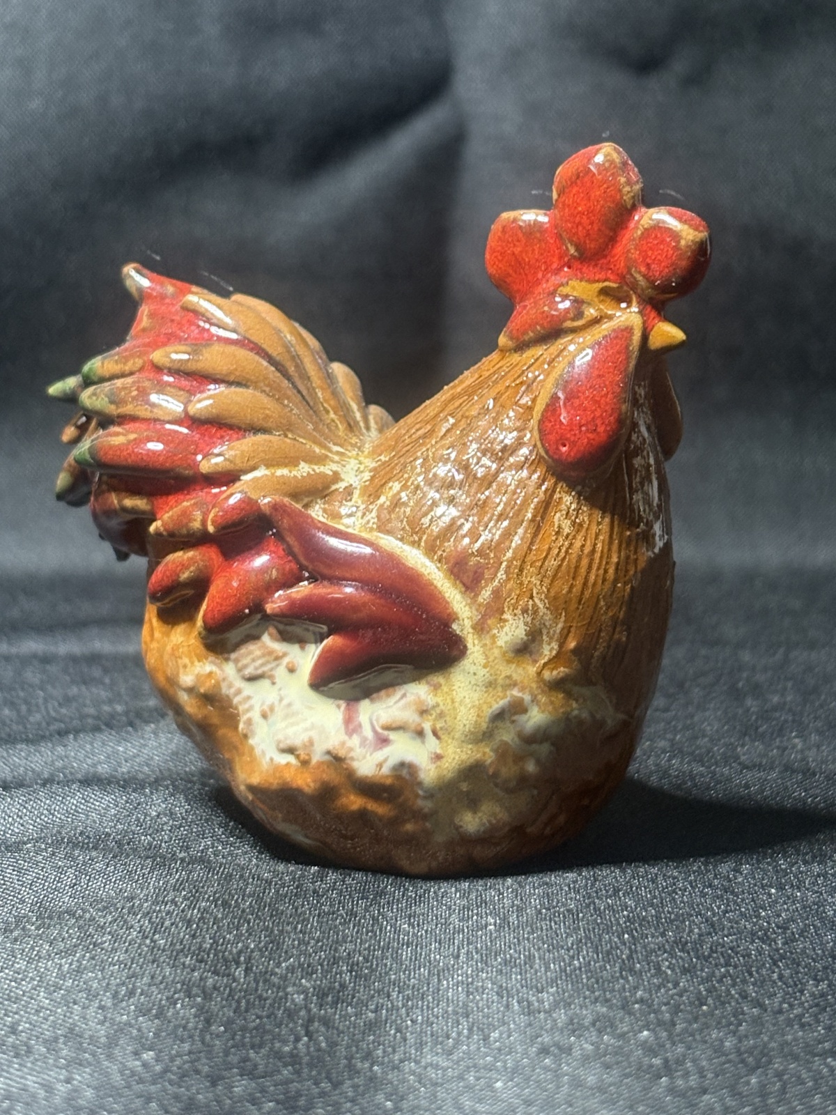 Vintage Keramik Hahn Figur handbemalt