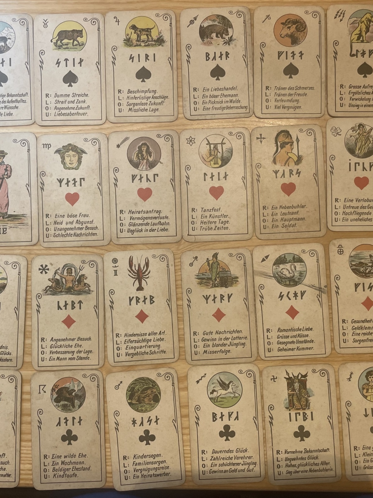 32 Stk. Wahrsagerkarten antik um 1900