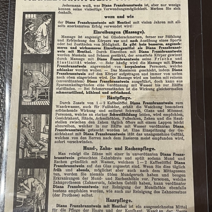 Alte Werbung Diana Franzbranntwein