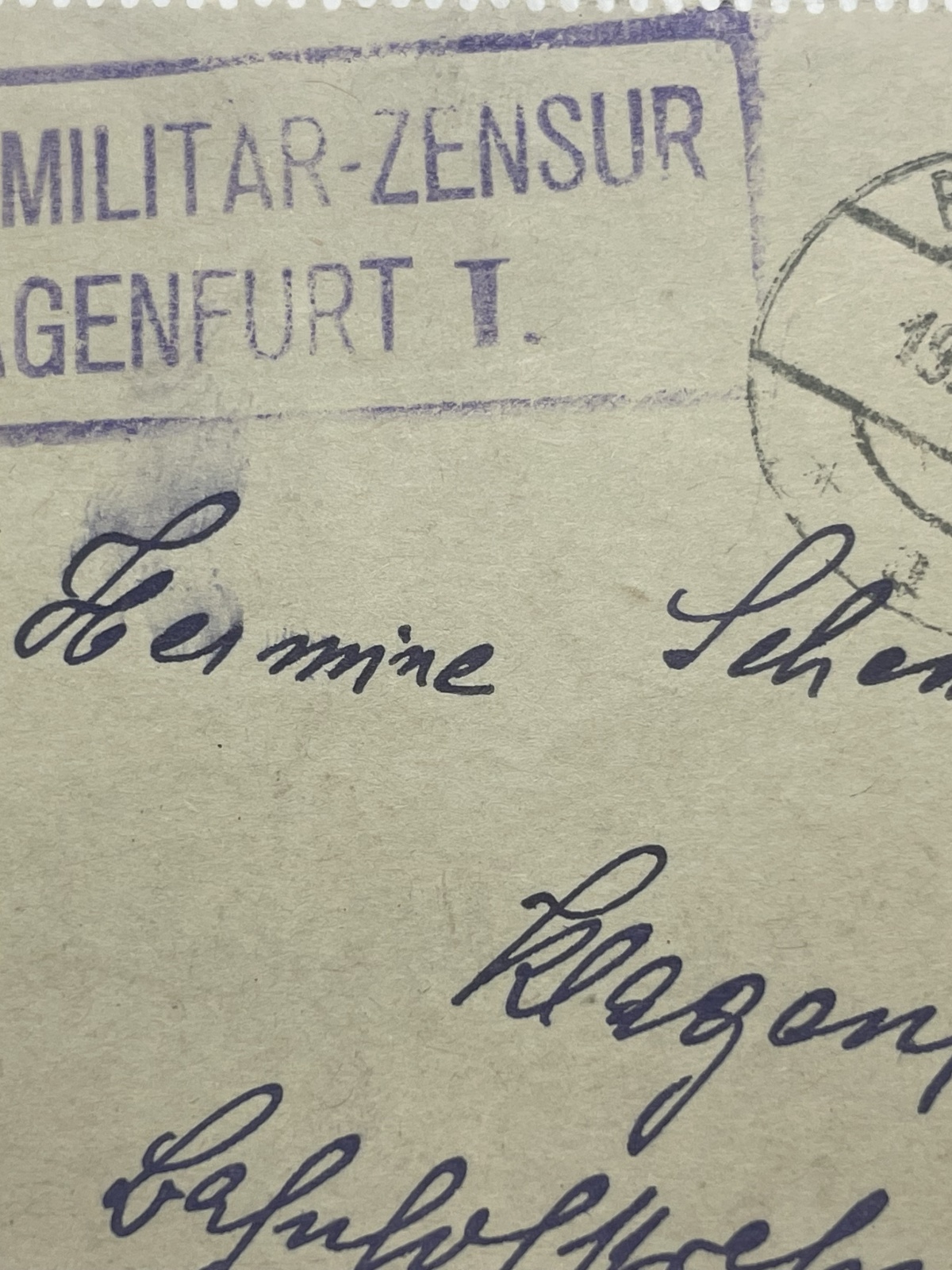 Briefkarte mit K.u.K.Militär-Zensur Klagenfurt 1916