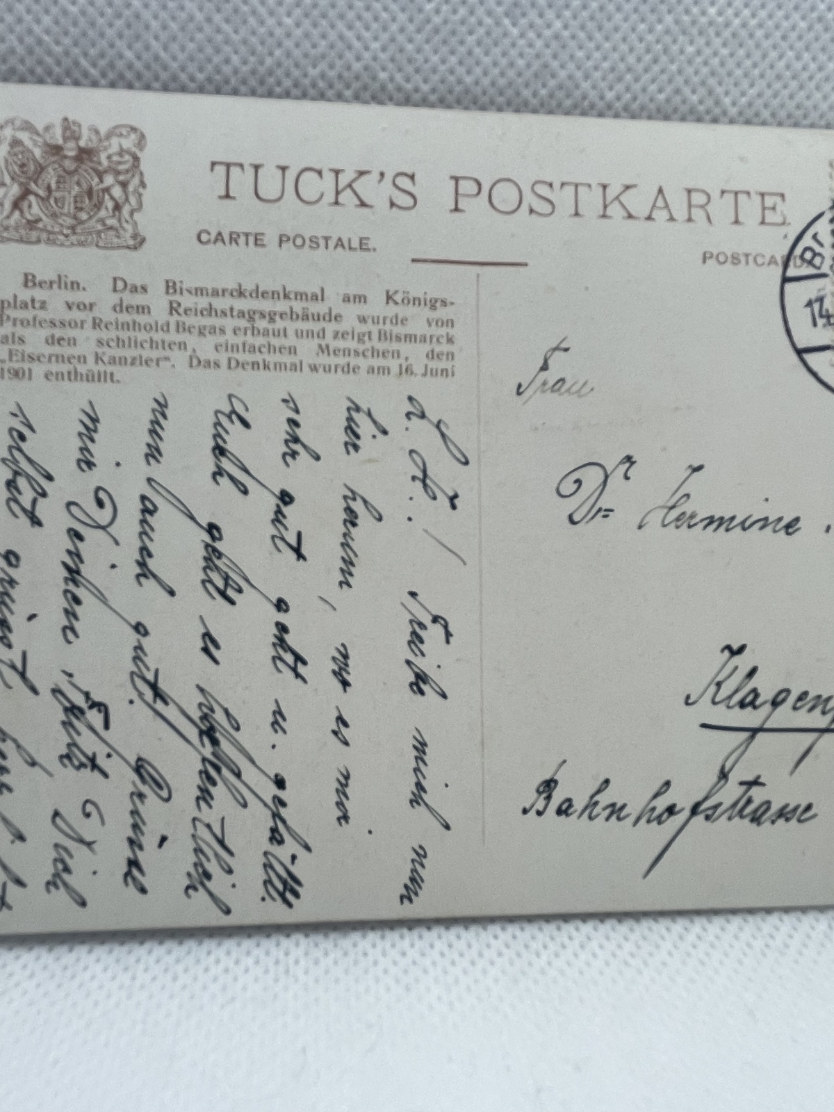 AK Berlin Bismarckdenkmal 1911/Tuck´s Postkarte