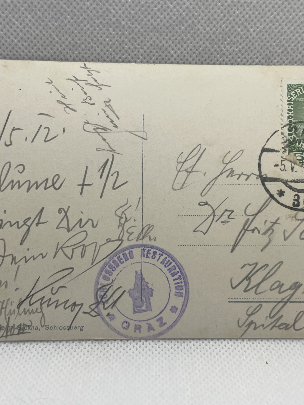 AK Graz Schlossberg-Restaurationsgarten mit Glockenturm 1912