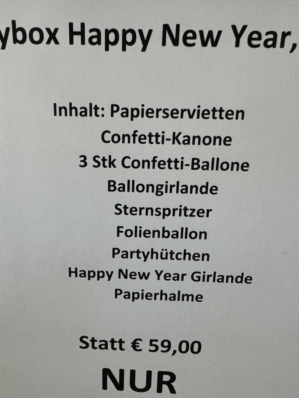 Silvester Party Box 9 tlg