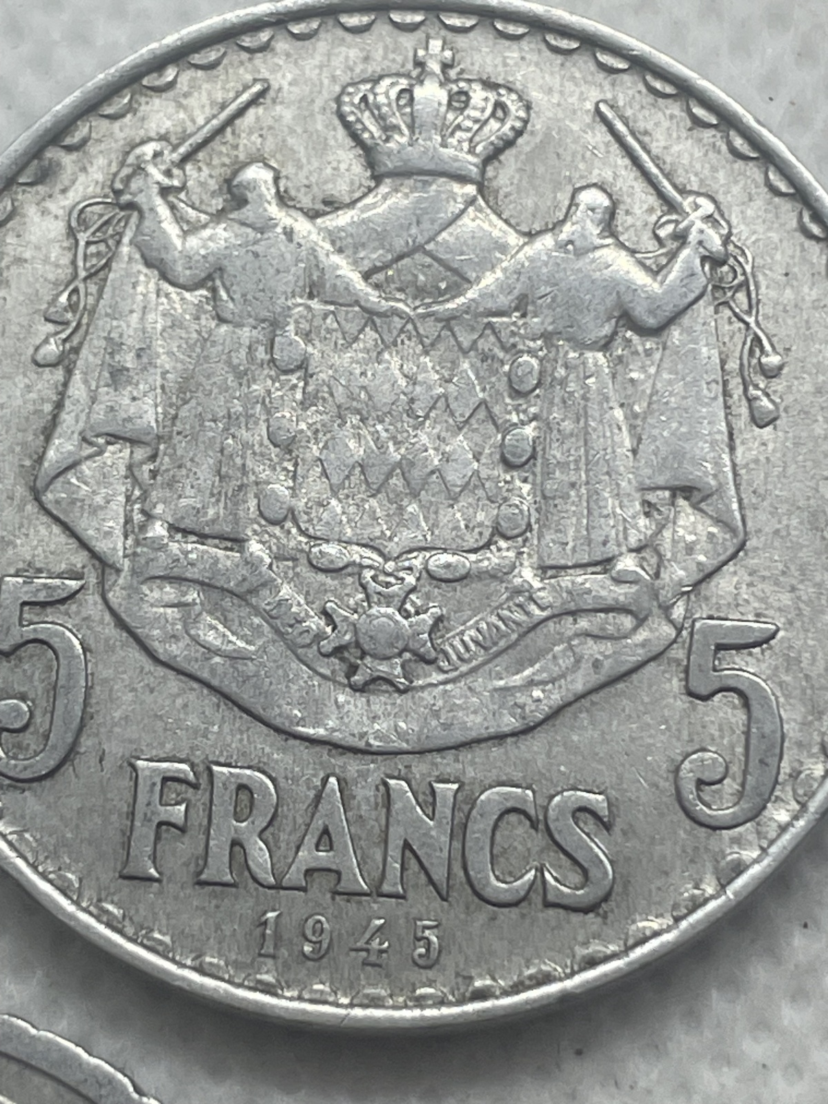 3 alte französische Münzen - 1 x Monaco 1945