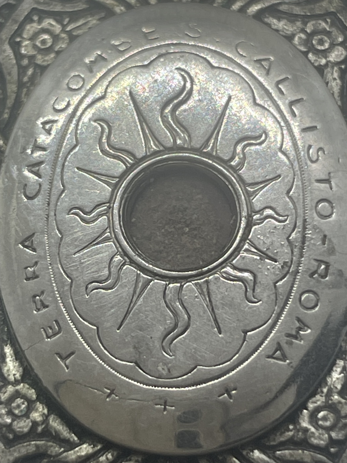 Vintage Terra Catacombe Callisto Roma/ religiöser Anhänger für Halskette