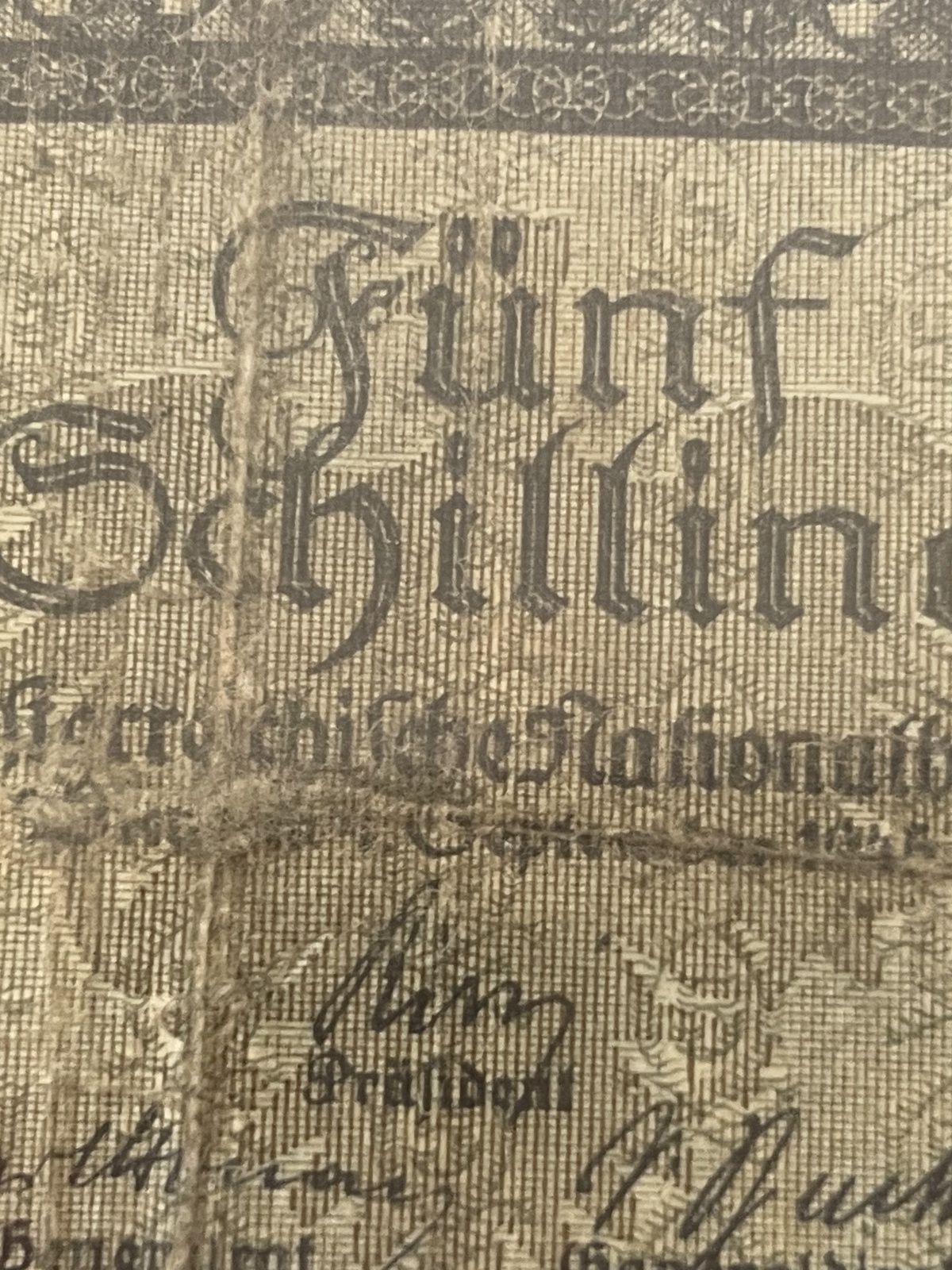 Fünf Schilling Geldschein 1945 - selten!