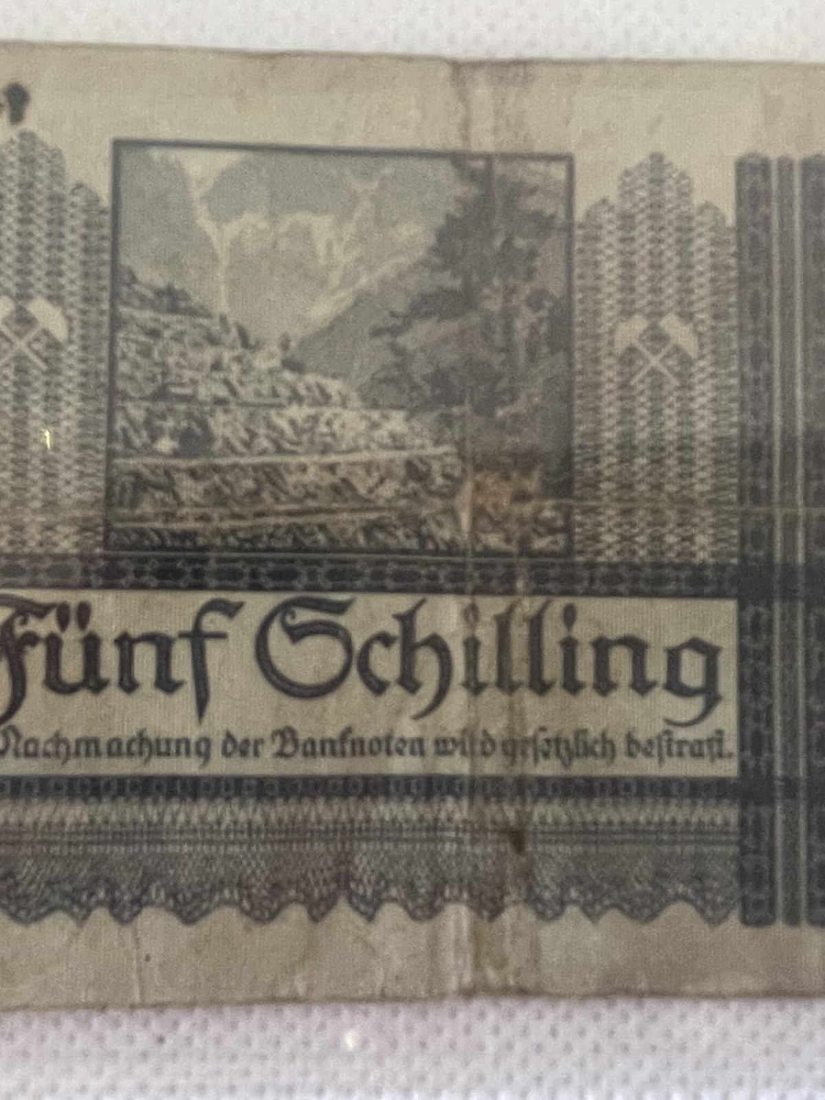 Fünf Schilling Geldschein 1945 - selten!