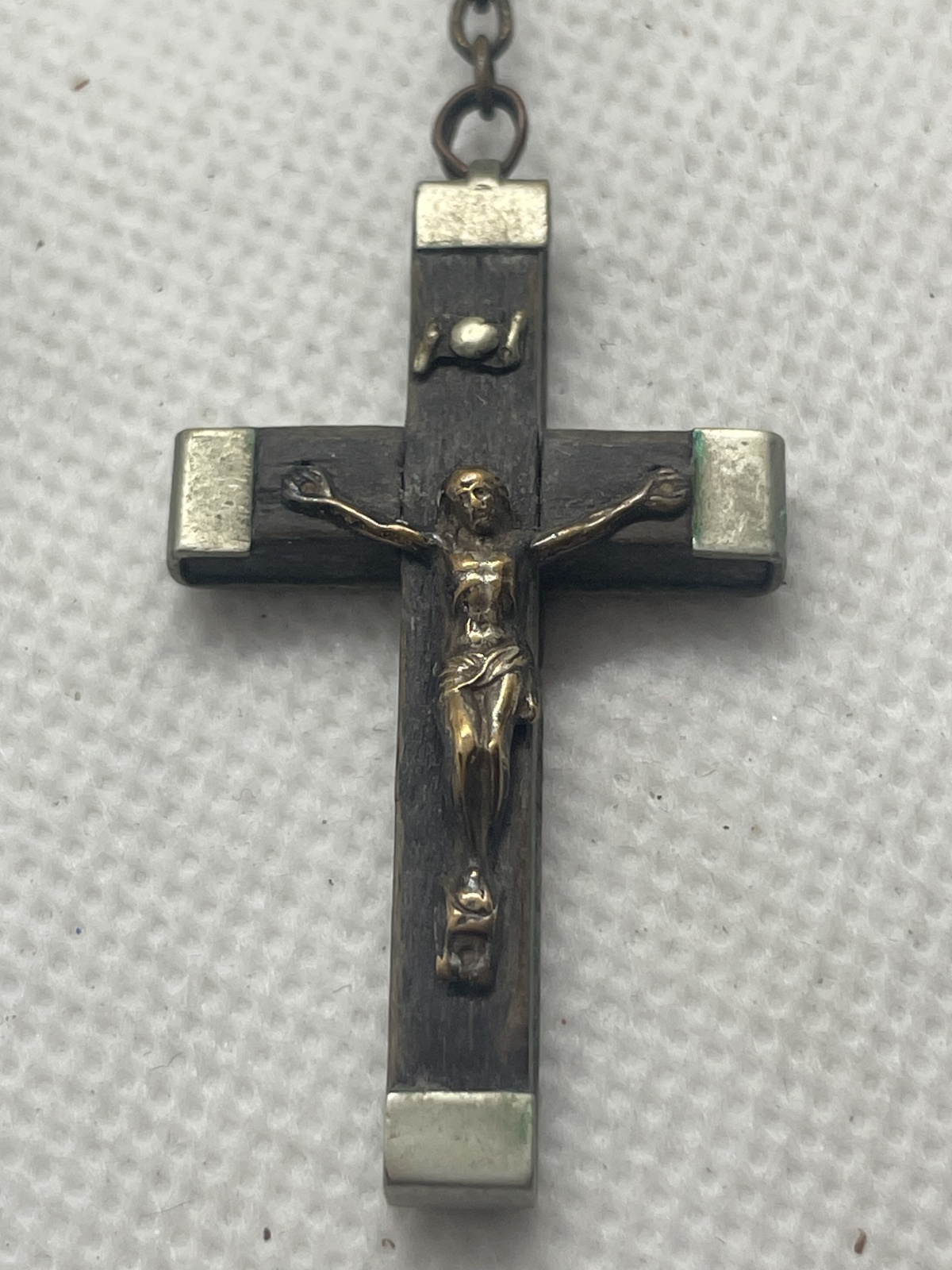 Antiker schwarzer französischer Rosenkranz aus Lourdes