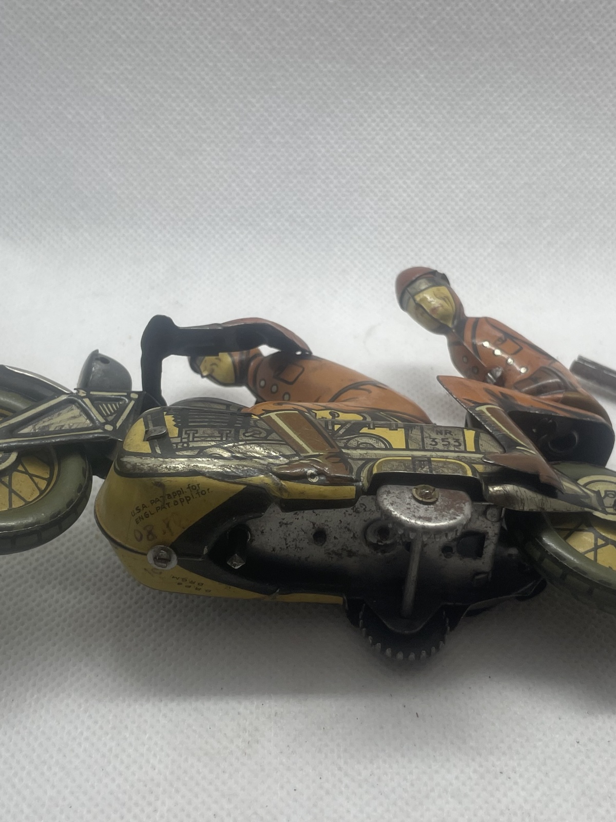 CKO Kellermann Blechspielzeug Motorradfahrer,  Nr.353, 40er Jahren US Zone - mit Schlüssel - fährt!!!