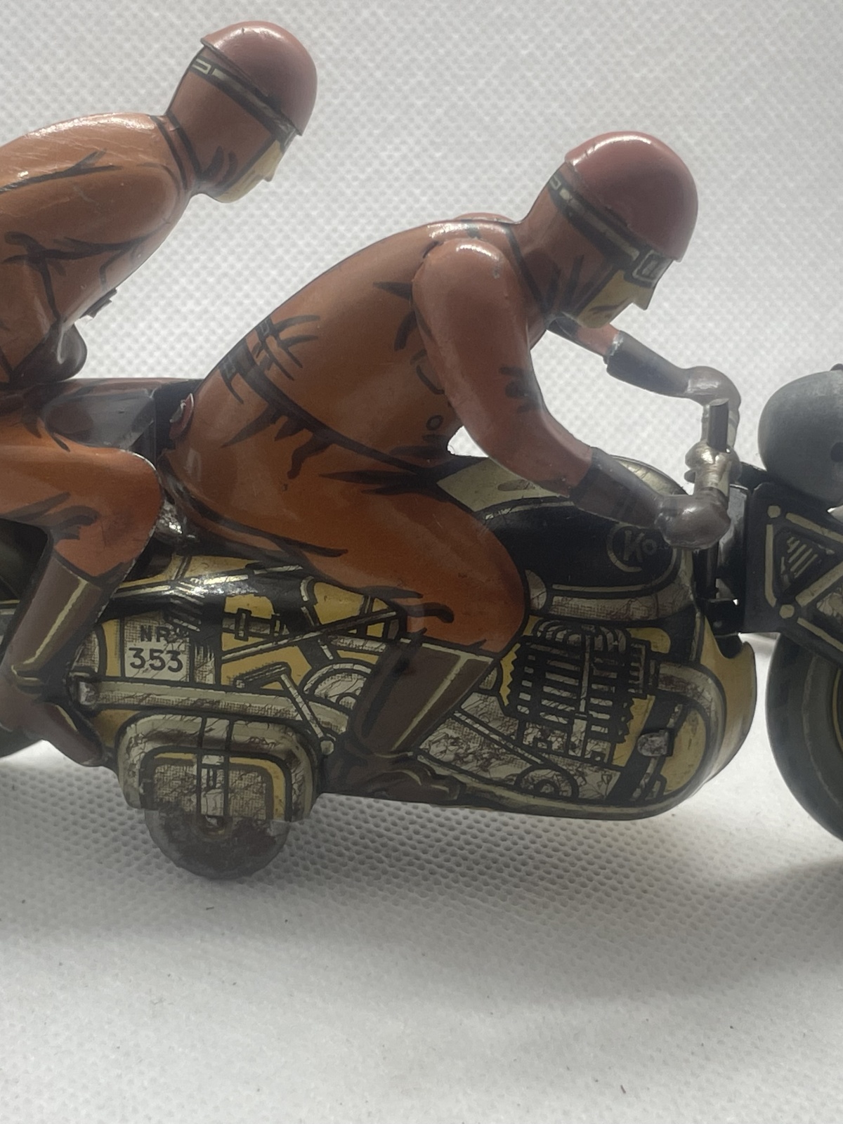 CKO Kellermann Blechspielzeug Motorradfahrer,  Nr.353, 40er Jahren US Zone - mit Schlüssel - fährt!!!