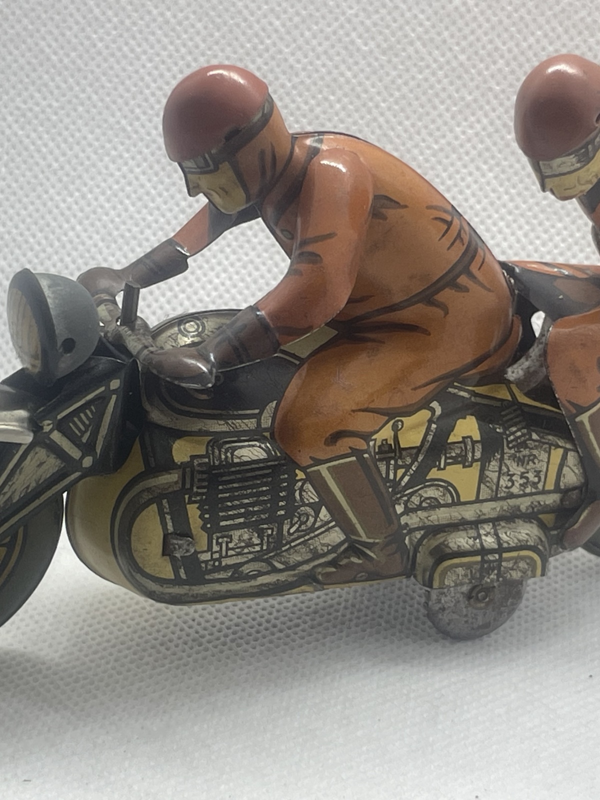 CKO Kellermann Blechspielzeug Motorradfahrer,  Nr.353, 40er Jahren US Zone - mit Schlüssel - fährt!!!