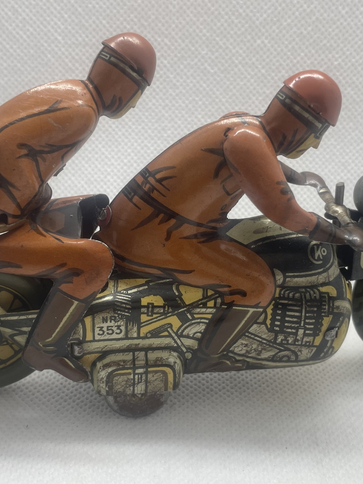 CKO Kellermann Blechspielzeug Motorradfahrer,  Nr.353, 40er Jahren US Zone - mit Schlüssel - fährt!!!