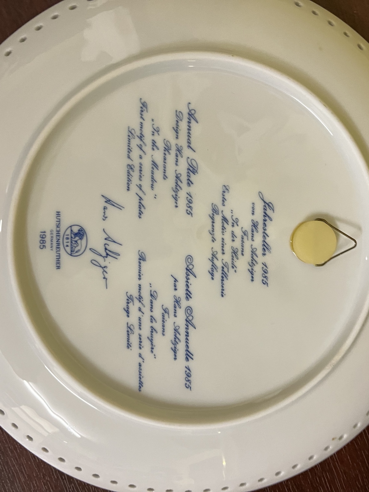 Hutschenreuther Porzellan -  Jahresteller