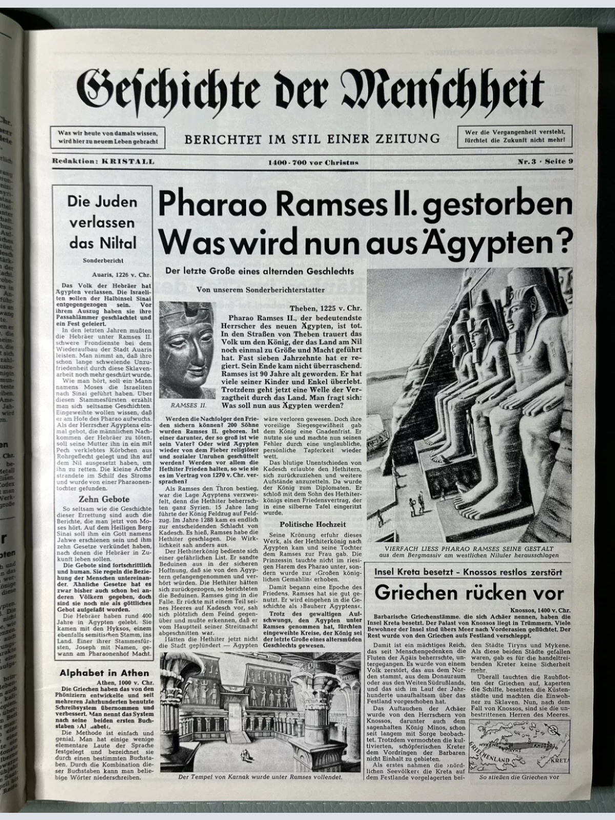 1966 Geschichte der Welt in Zeitungsschlagzeilen Seltenes antikes Buch