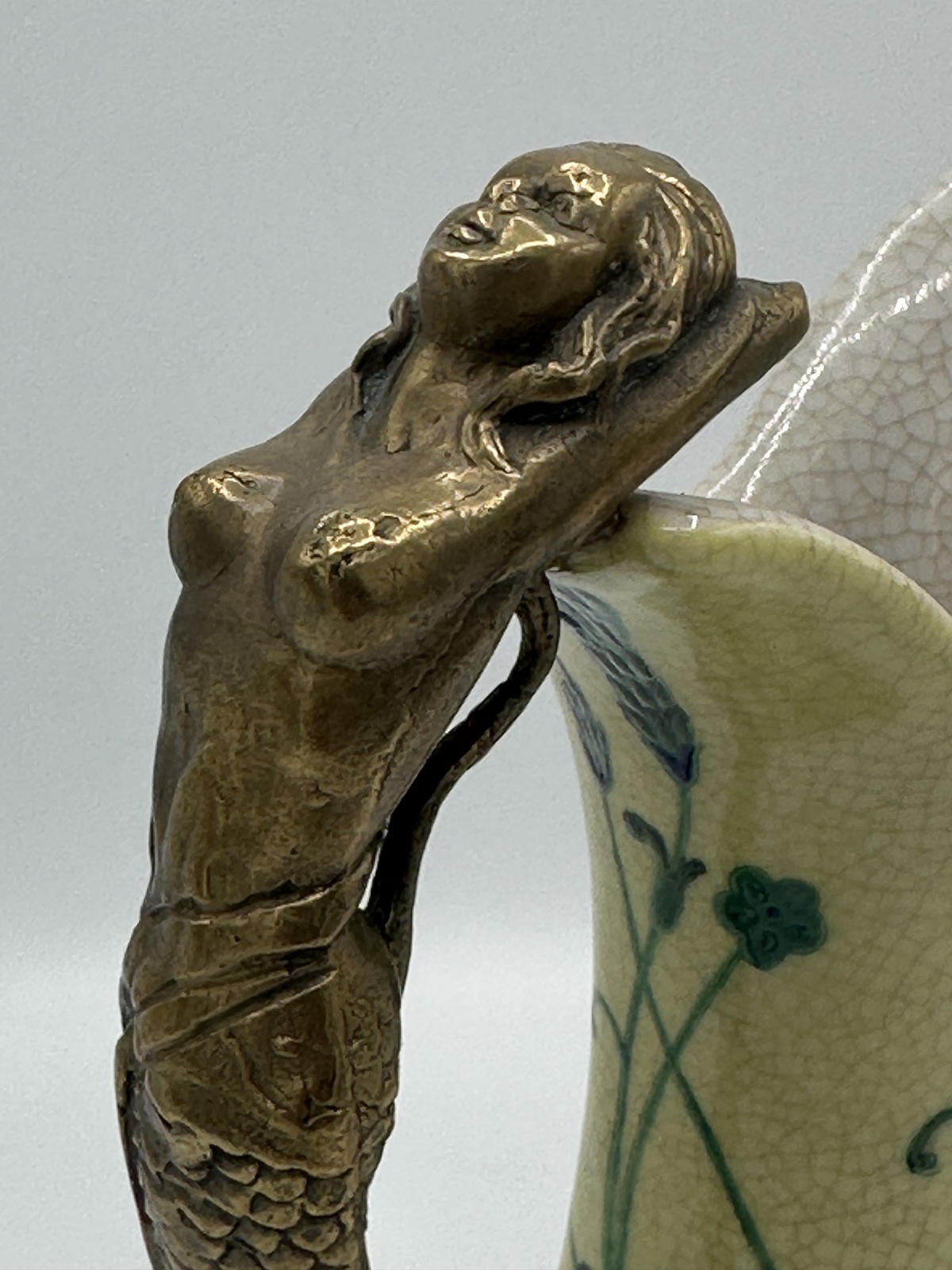 Art Deco Jugendstil Vase oder Karaffe mit Meerjungfrau