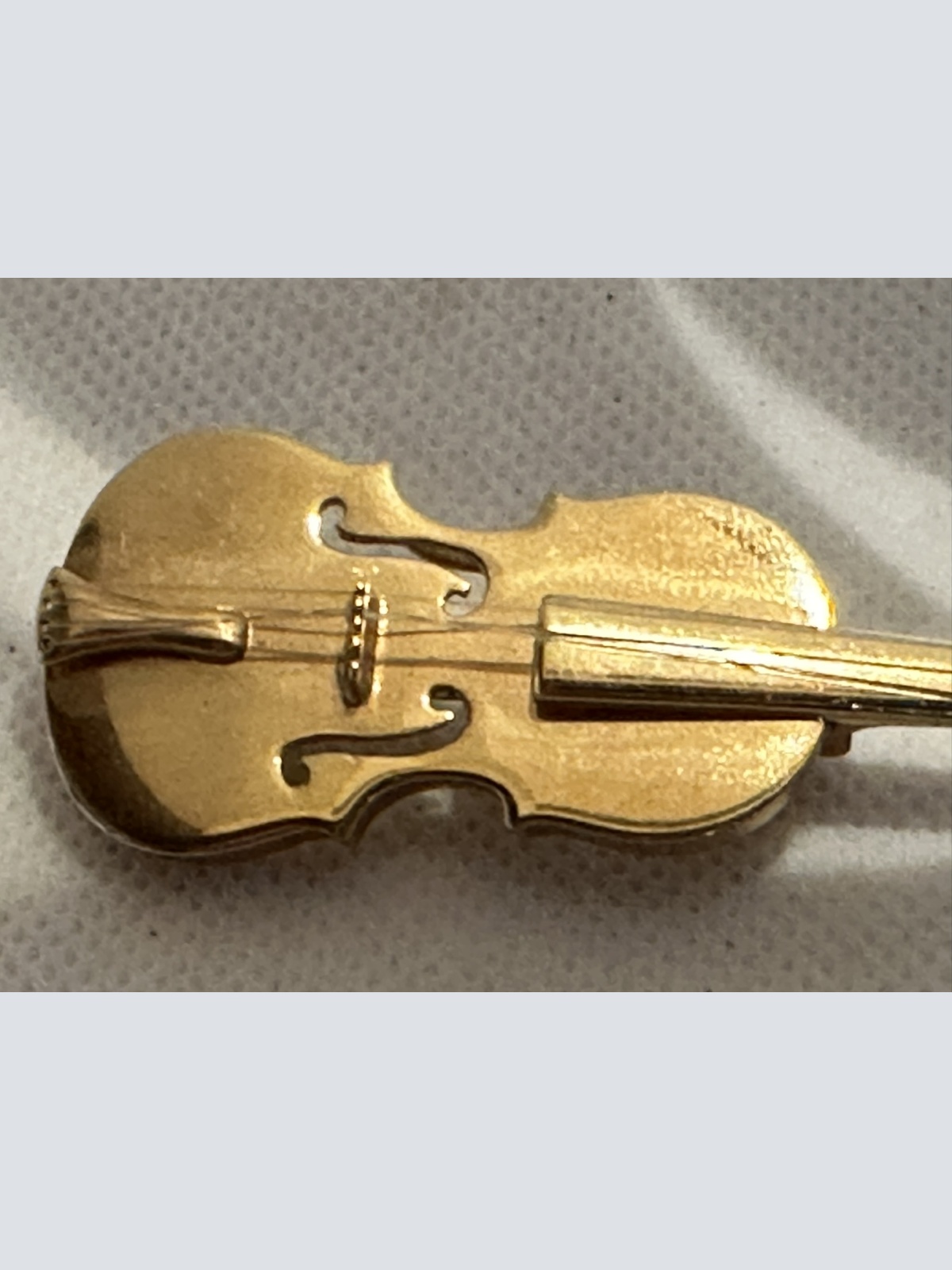 Geige Brosche Silber vergoldet