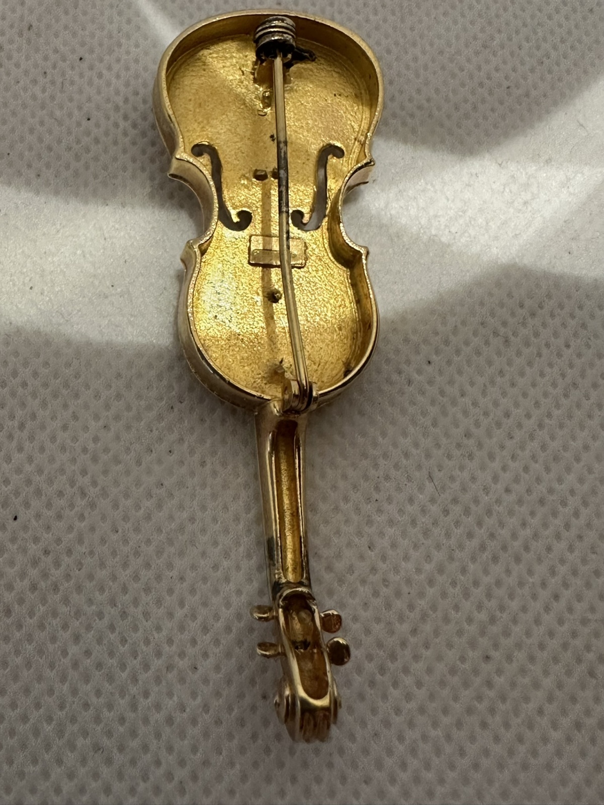 Geige Brosche Silber vergoldet